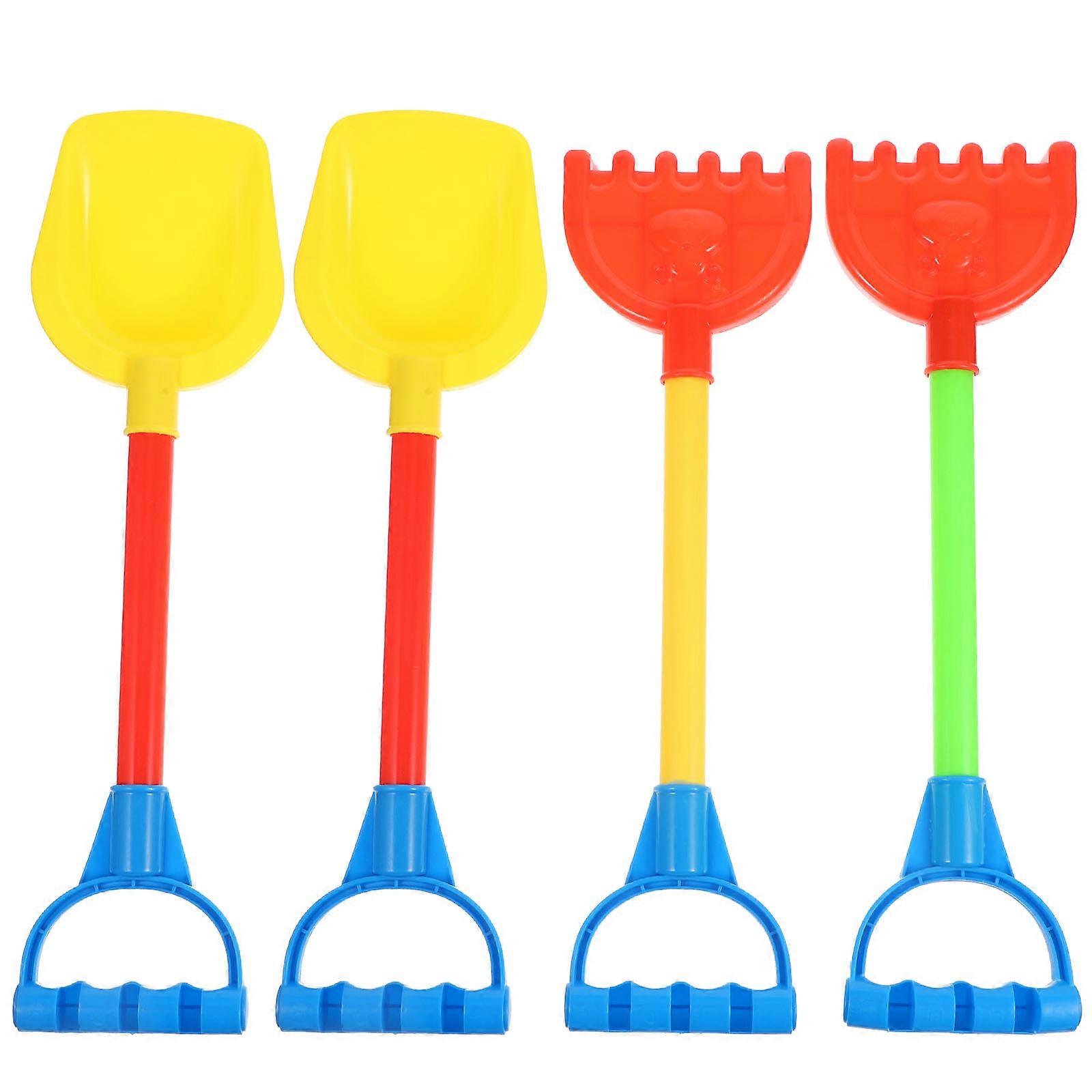 Plastic Kids Beach Toy Set 4Pcs And Rakes Digging Sand Activities In Colorful Assorted Options