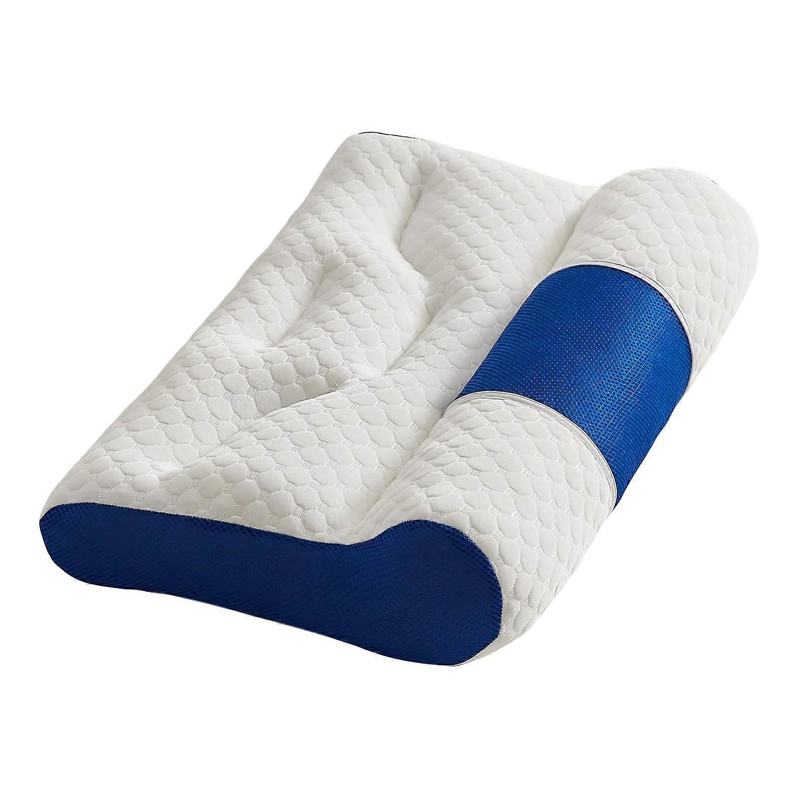 Neck support pillow for neck support, sleeping posture, memory foam pillow, neck pain relief for side and back sleepers, blue, 30 x 50 cm
