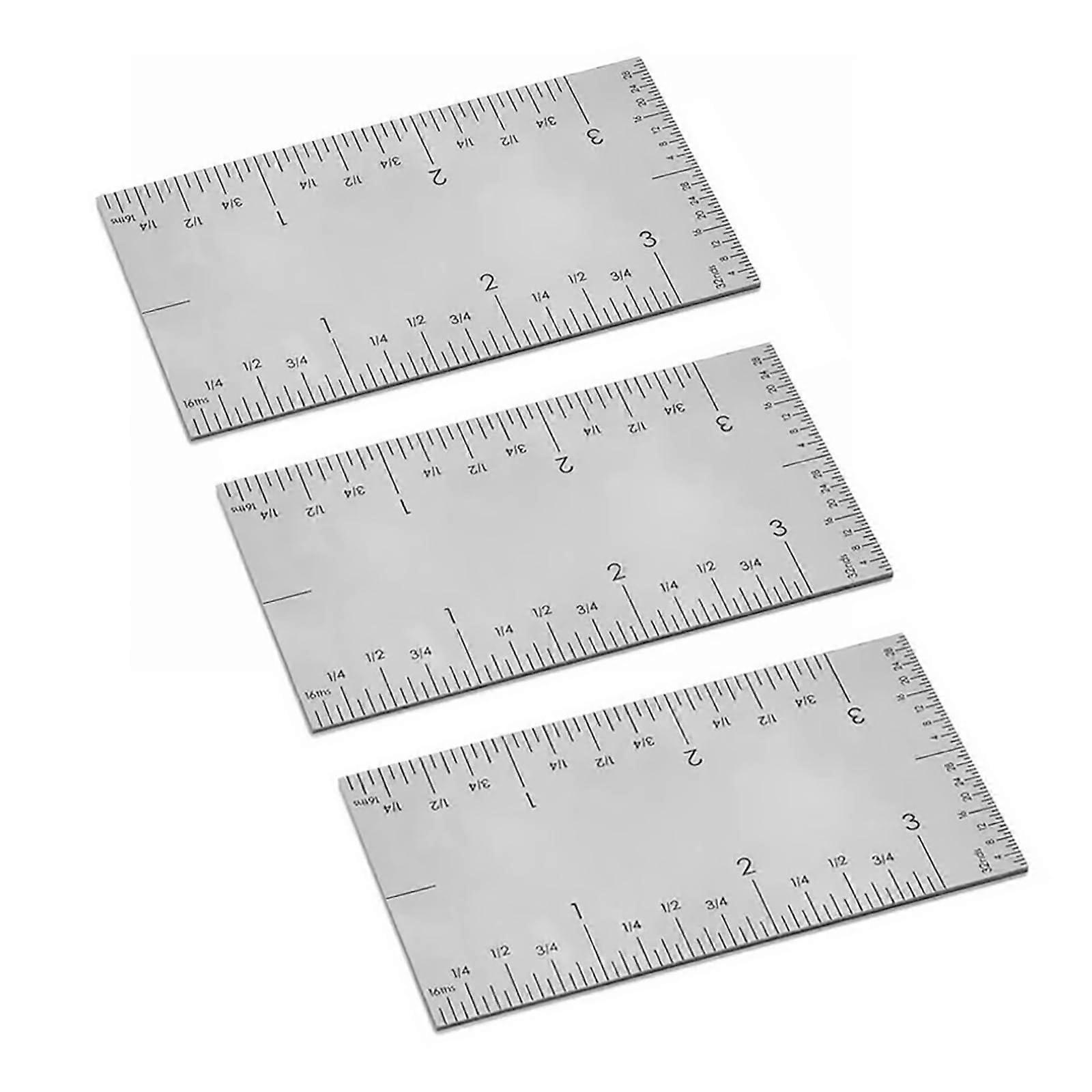 Square Edge Ruler, 3'' Pocket Rule, Stainless Steel Precision Ruler