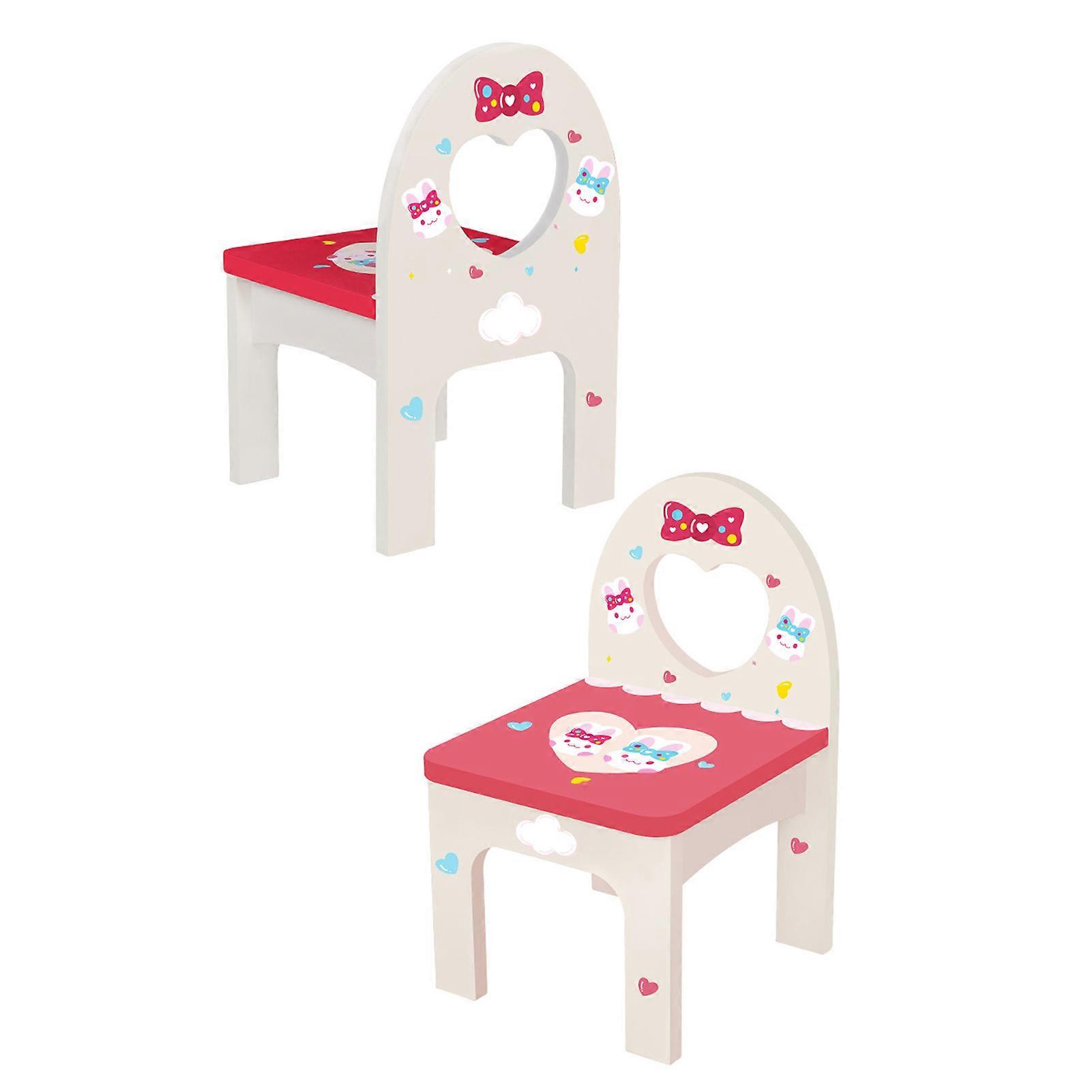 Kids Makeup Table Set Cartoon Pattern Vanity Dressing Table Makeup Accessories Pretend Play Toy Makeup Table with Leg and Chair