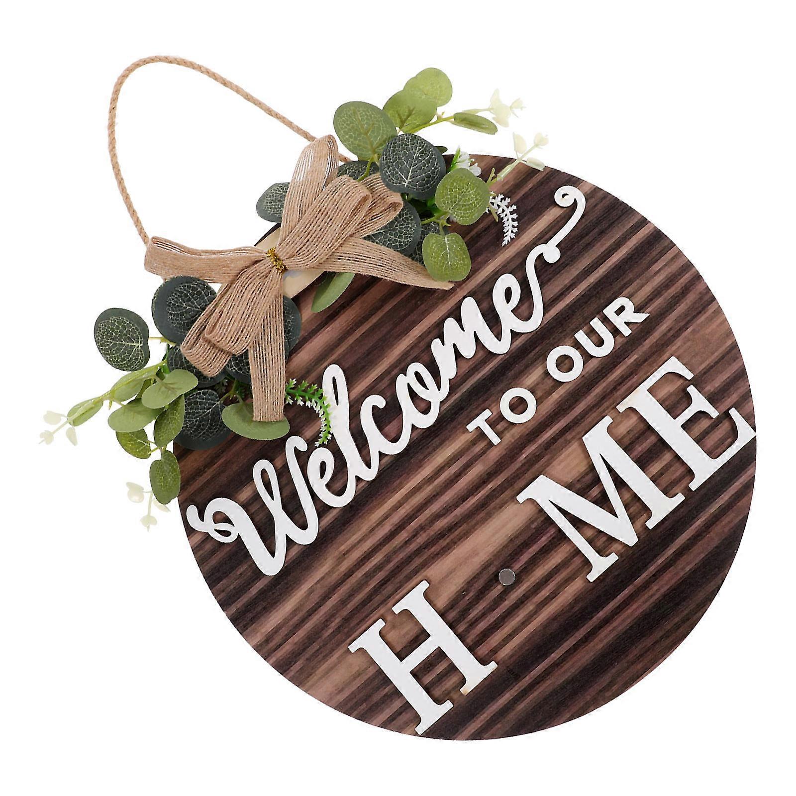Interchangeable Front Door Welcome Sign with Wood Material and Changeable Ornaments for Decor 1 Set