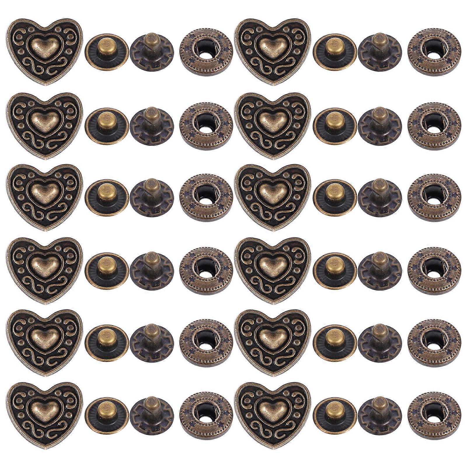 Zinc Alloy Snap Fastener for Sewing Dark Brown Retro Buttons with Craftsmanship 20 Sets