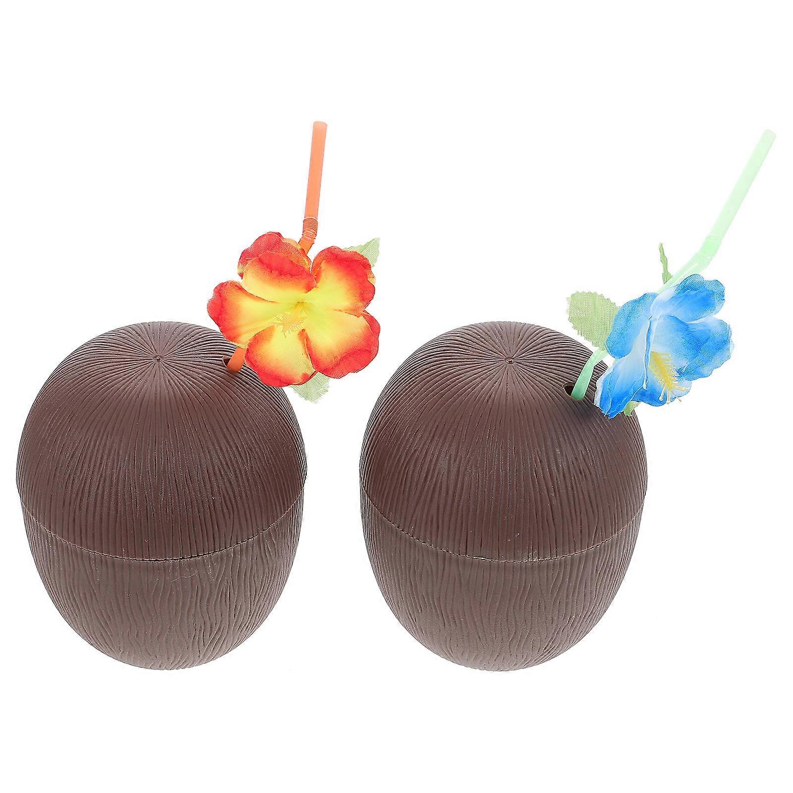 Bulk Hawaii Cups For Adults 2 Pcs Coconut Drink Cups Featuring Chic Coconut Shape Perfect For Weddings And Parties
