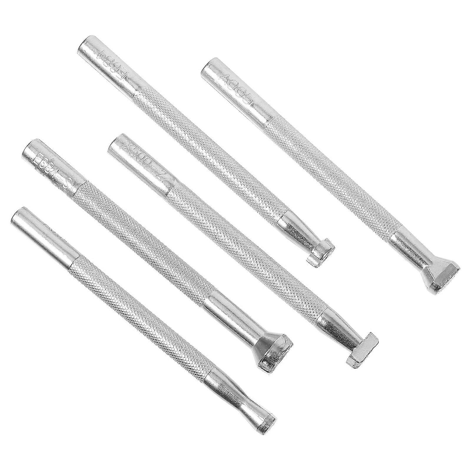 Basic Leatherworking Kit 5Pcs Stamping Tool Shape For Beginners With Sturdy Silver Alloy Steel