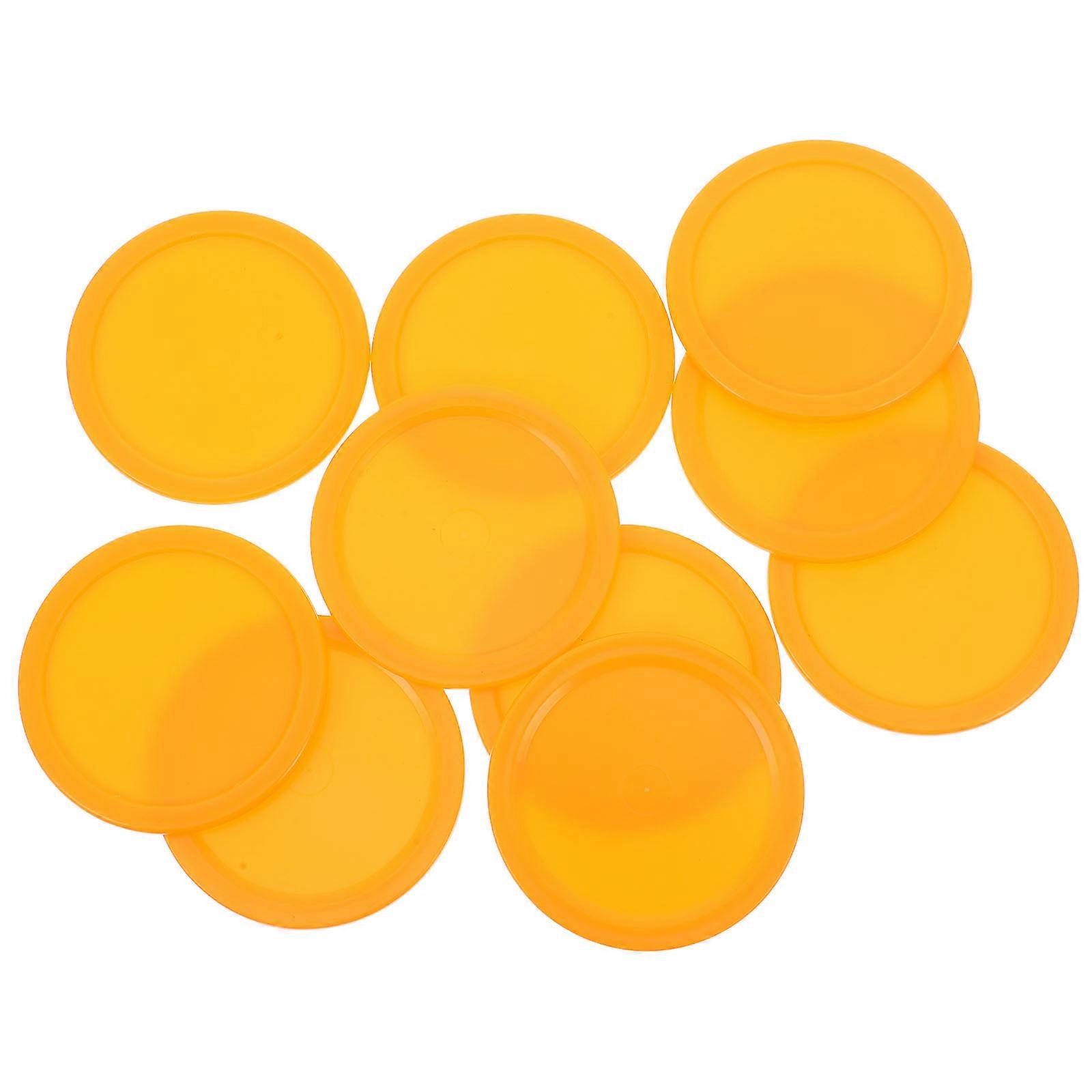 10Pcs Orange Plastic Hockey Pucks Round Replacement For Table Hockey Game Indoor Playtime