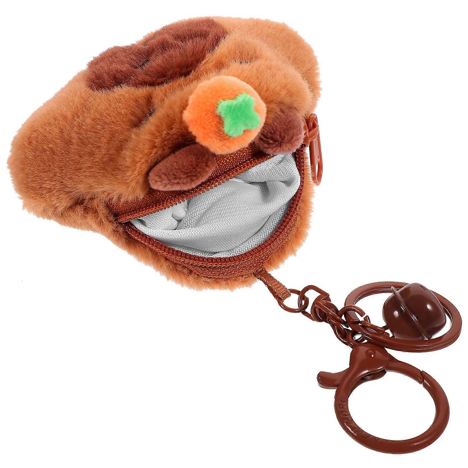 Cute Plush Capybara Coin Purse Keychain Hook Cartoon Style Portable Storage Pouch for Organizing Small Items Unique Party Accessory