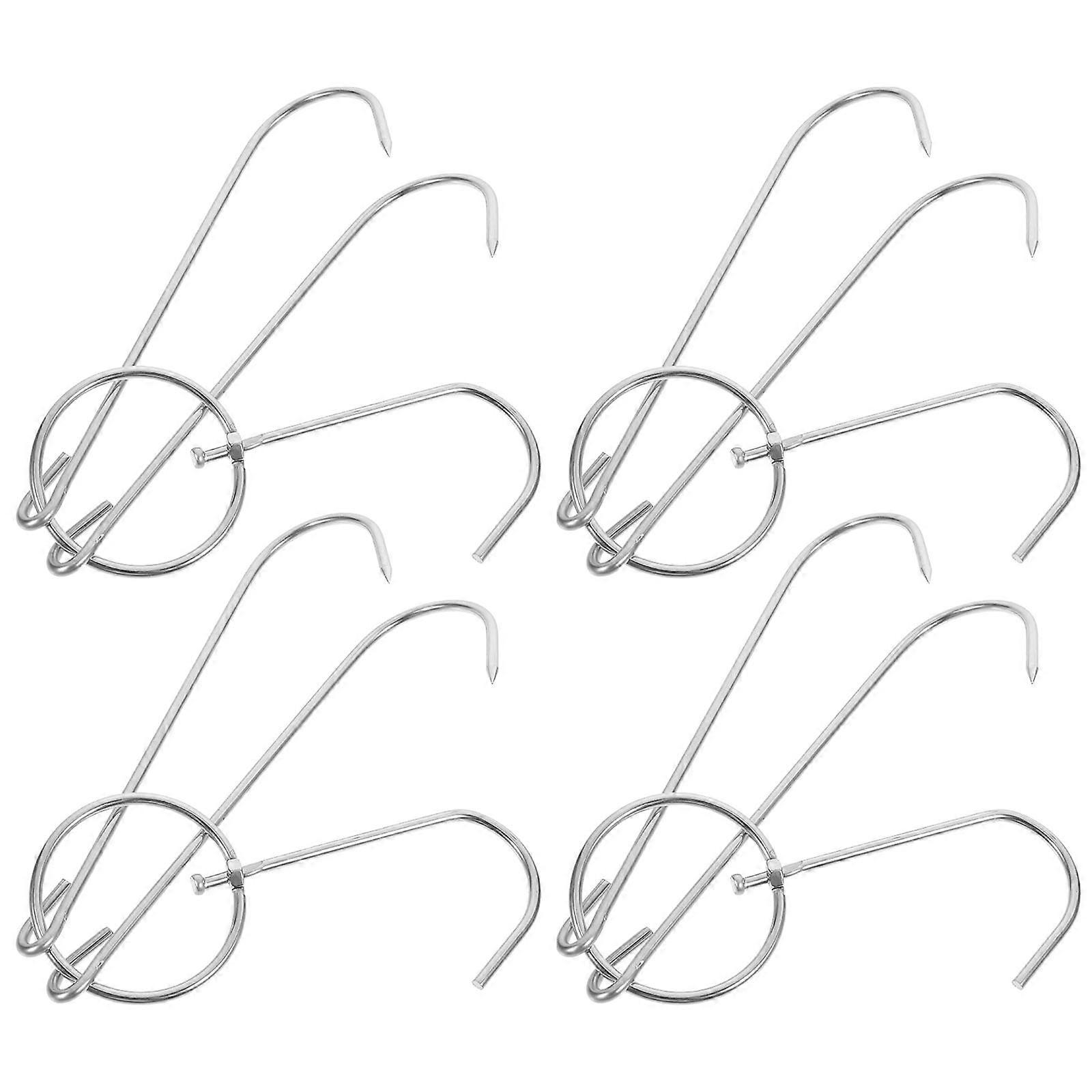 4pcs Stainless Steel Meat Hooks for BBQ Grilling and Smoking – Heavy Duty Duck Hooks for Poultry Processing, Professional Grade Design
