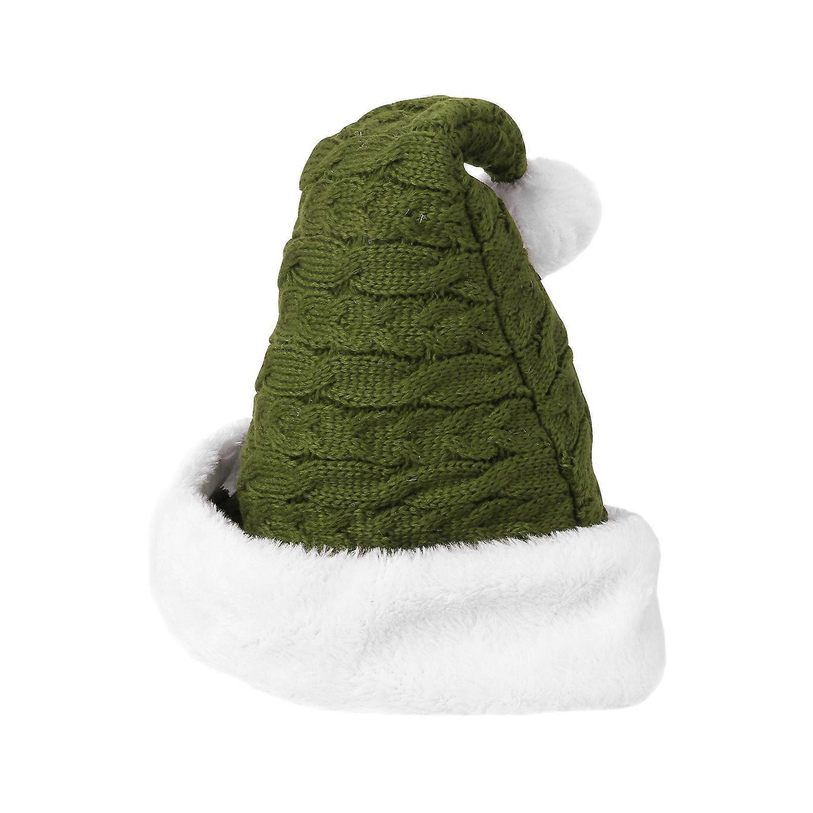 Green Plush Christmas Hat Fun Party Accessory Lightweight Comfortable Decorative Photo Prop Size 1Pc