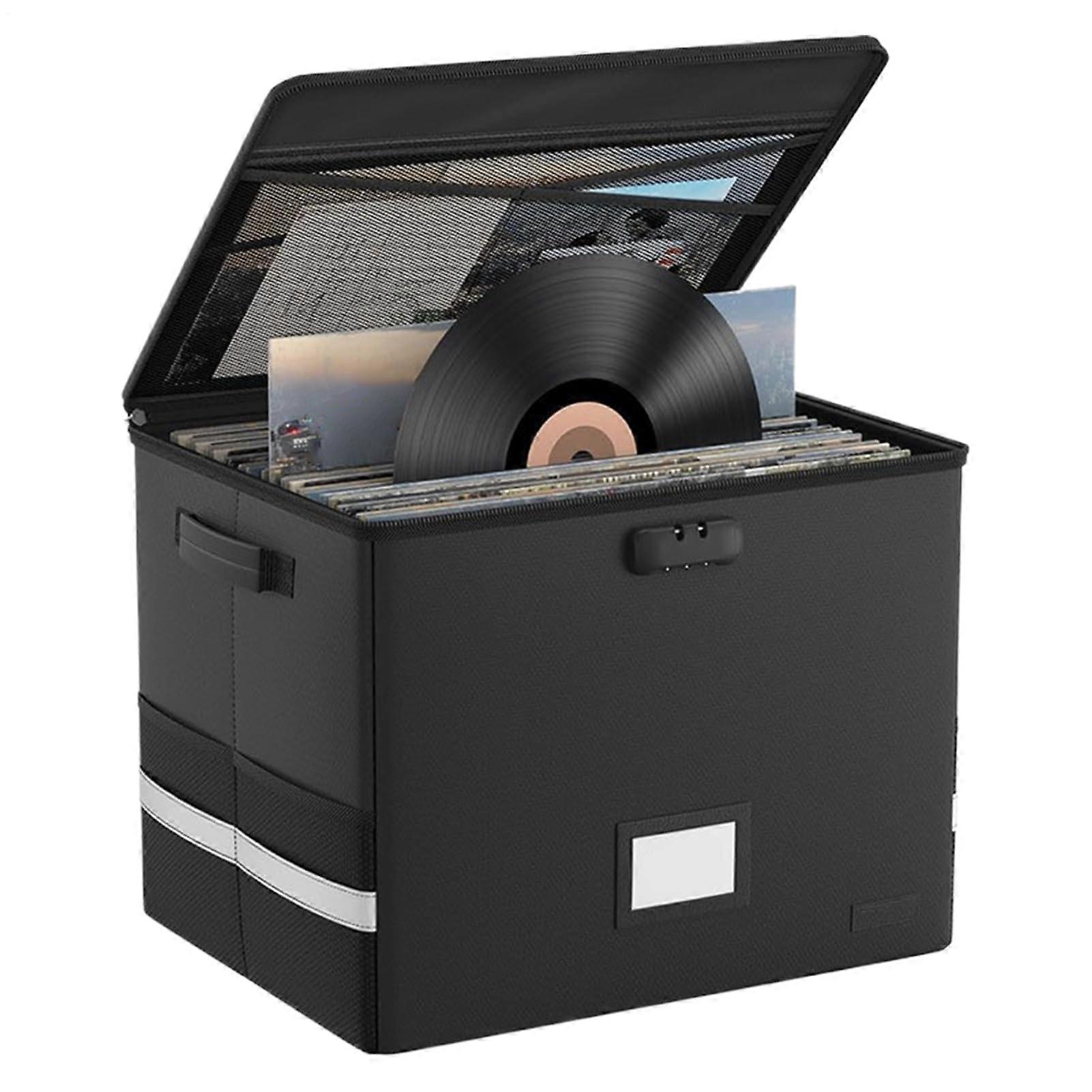 Vinyl Record Storage Box Waterproof Storage Organizer for Records Large Carrying Case with Capacity for Turntable Accessories