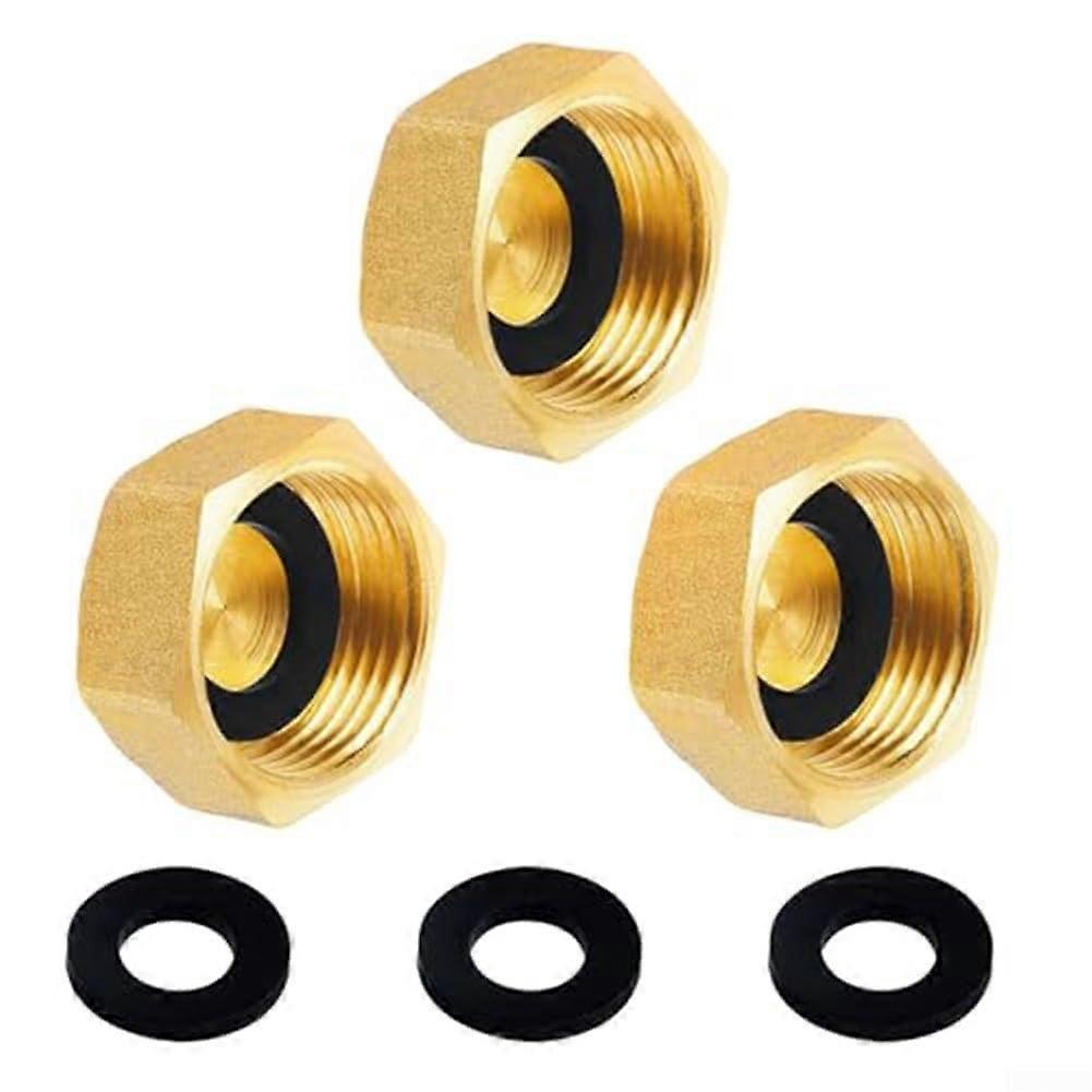 Threepiece brass blind cap collection, customdesigned for use on standard inch piping systems.