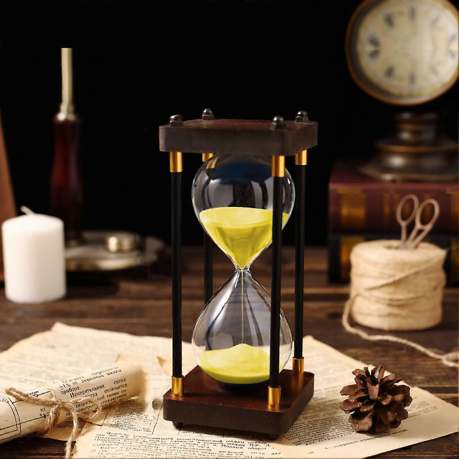 Sand Timer, 60 Minute Retro Sand Timer for Kids, Large Colorful Sand Timer in Yellow Sand, 9.5x24CM for Home and Office