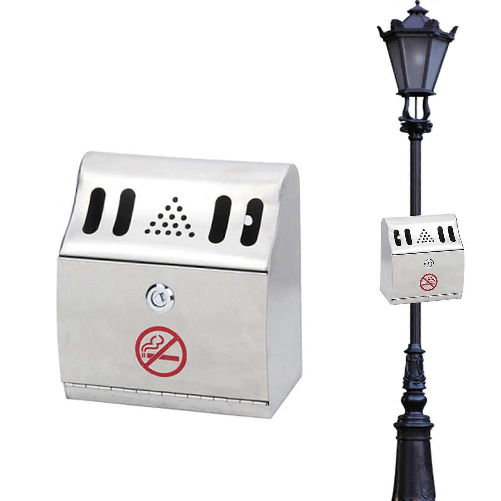 Lockable Wall Mounted Stainless Steel Cigarette Bin for Outdoor Use Ref: 4840