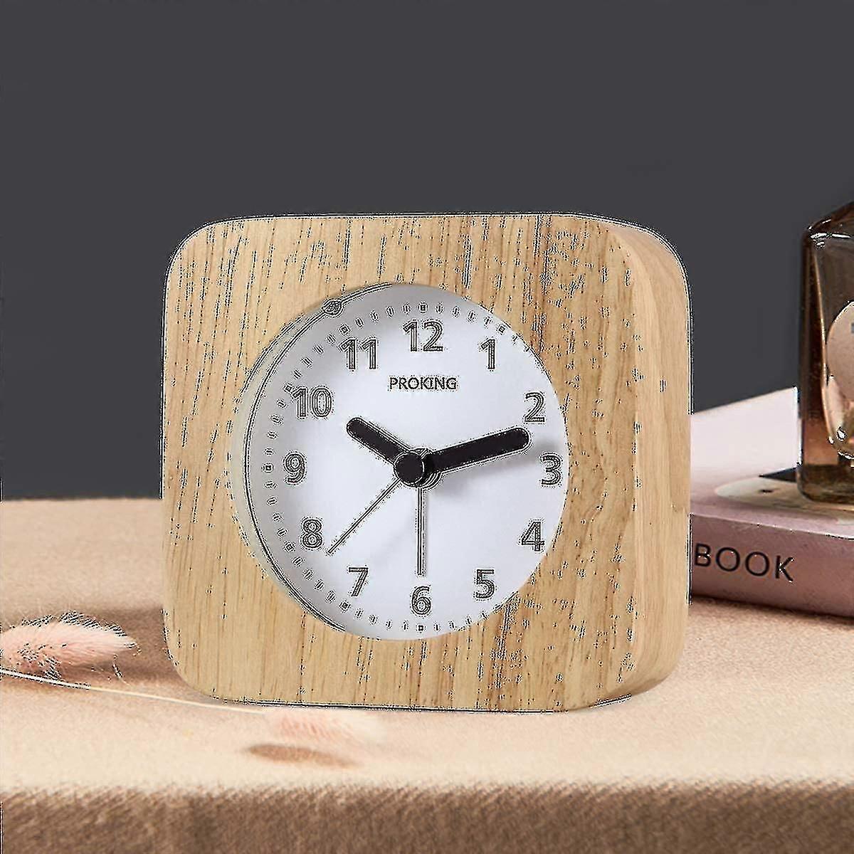 Wooden Alarm Clock Retro Silent Alarm Clock With Light Wooden Alarm Clock