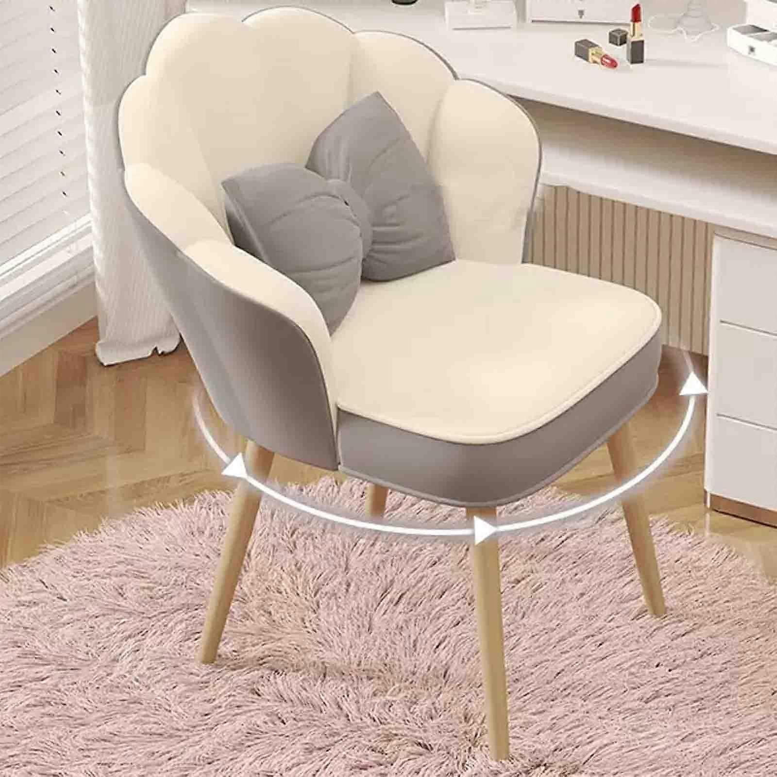 Modern Flower Shaped Dressing Table Chair with 360° Rotation Back Makeup Stool for Bedroom Elegant and Functional Beauty Chair Ref: 6573
