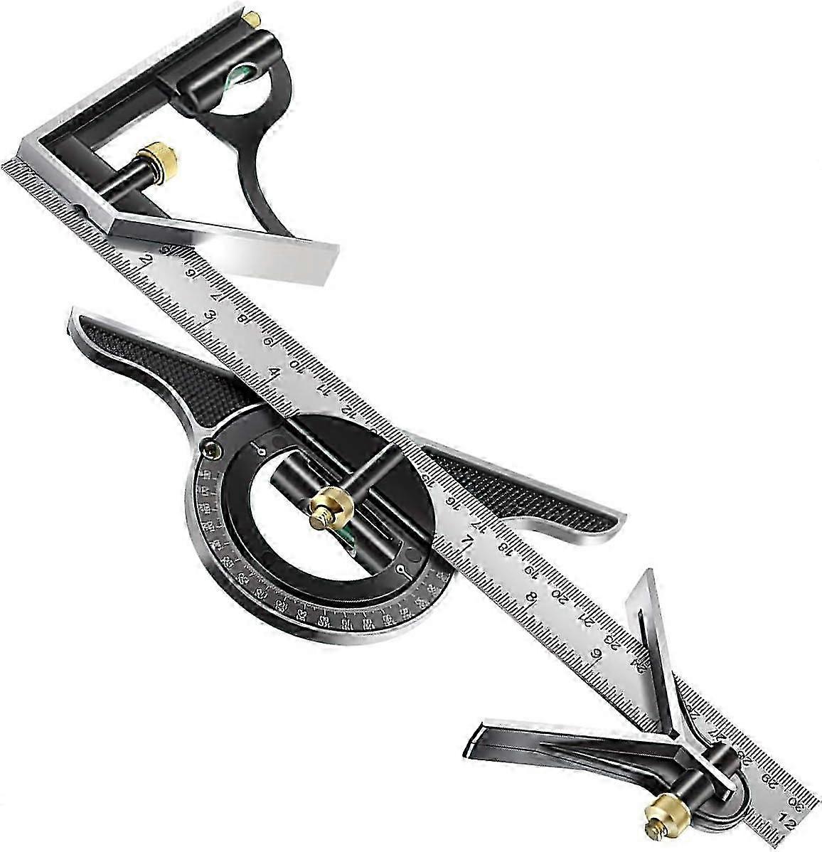 Combination 300mm Multifunction Adjustable Square Heavy Duty Square Tools Measuring Kits Precision Protractor Angle Finder Ruler Carpentry Squares