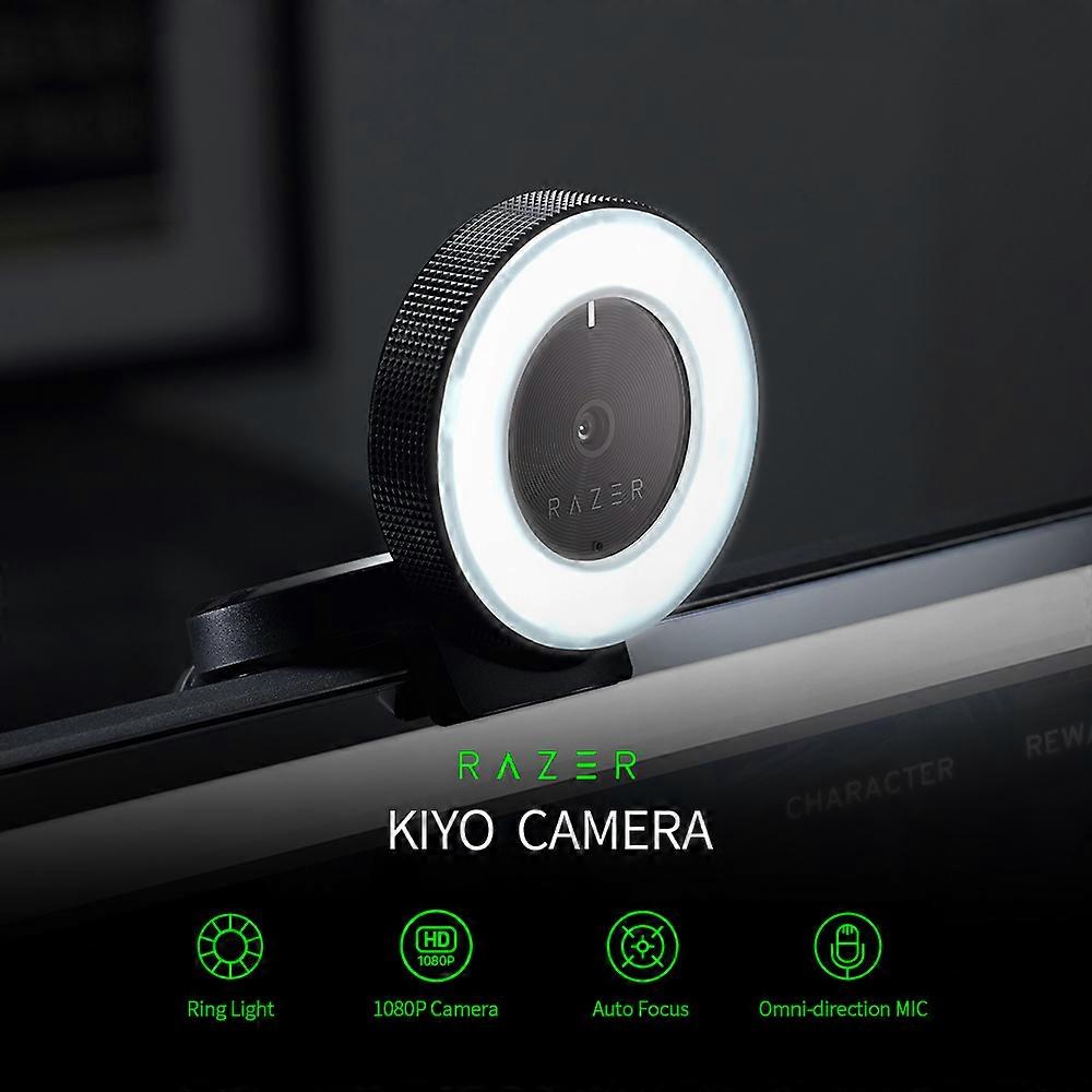 Kiyo 1080P Streaming Webcam with Multi-step Ring Light Black