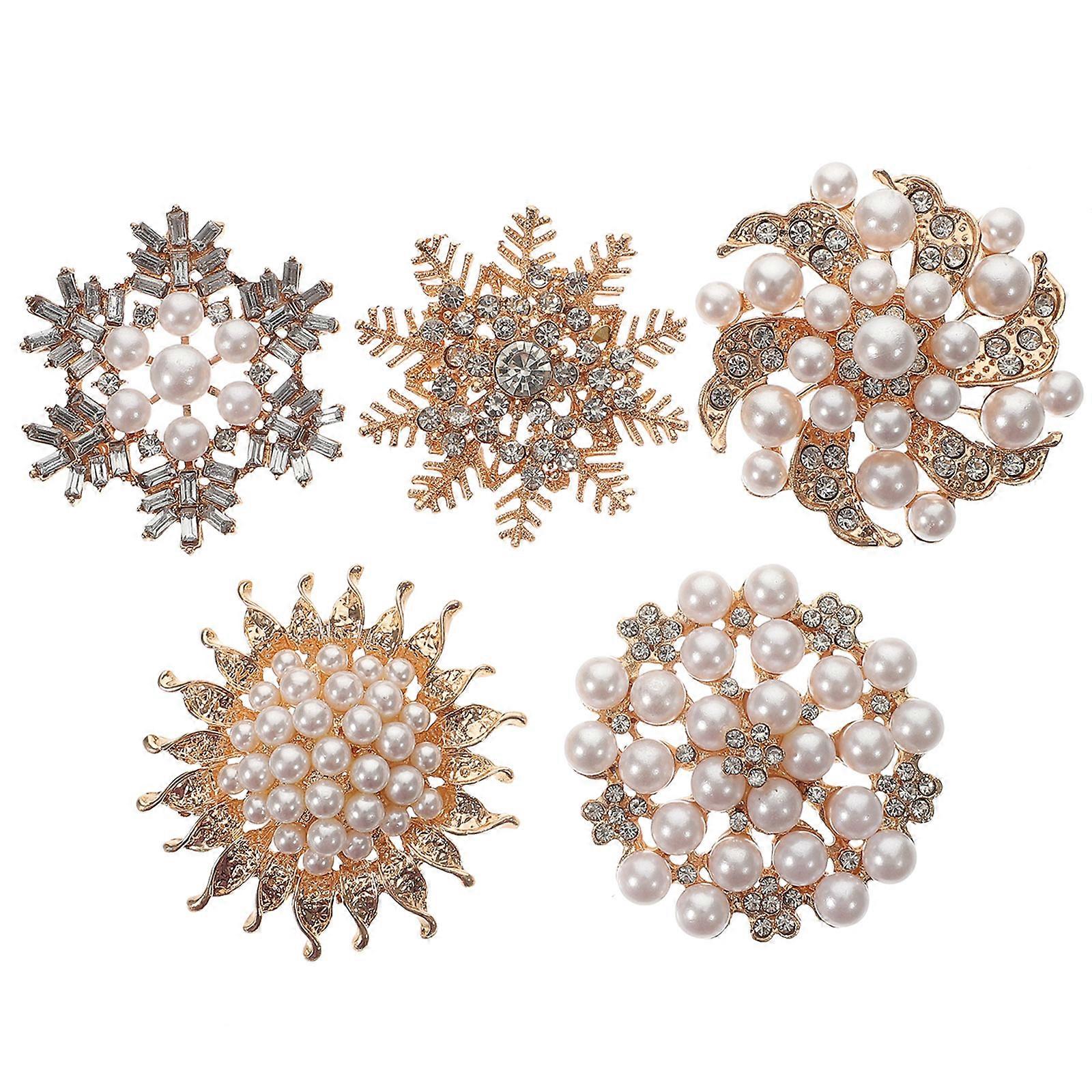 5PCS Rhinestone Pearl Flower Hair Clips for Women – Elegant Decorative Hair Accessories for Special Occasions, Unique DIY Clothing Charms