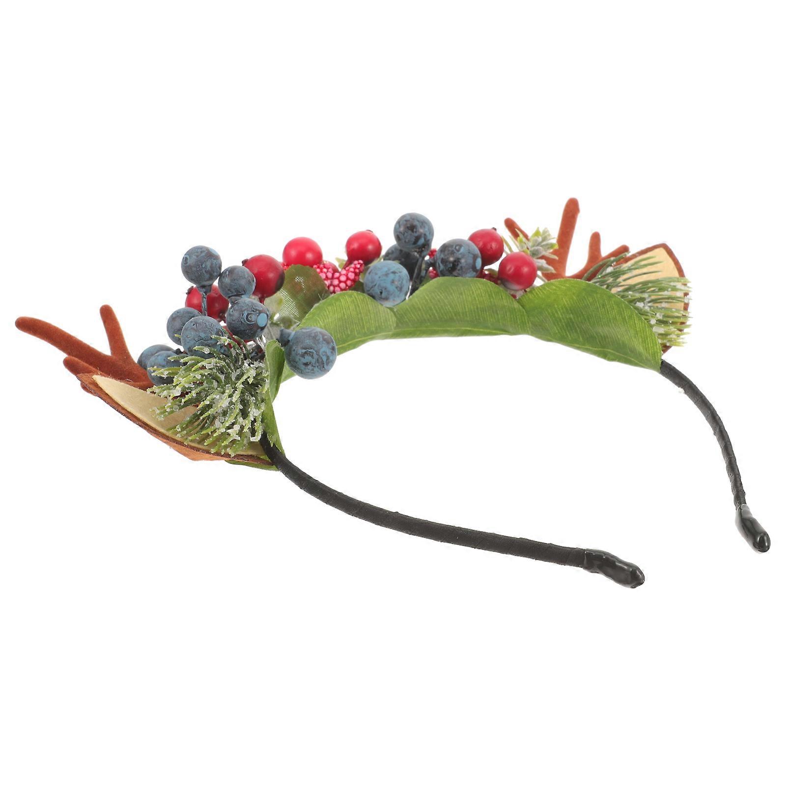 Reindeer Antlers Headband Christmas Masquerade New Year Multi Material Accessory 1Set