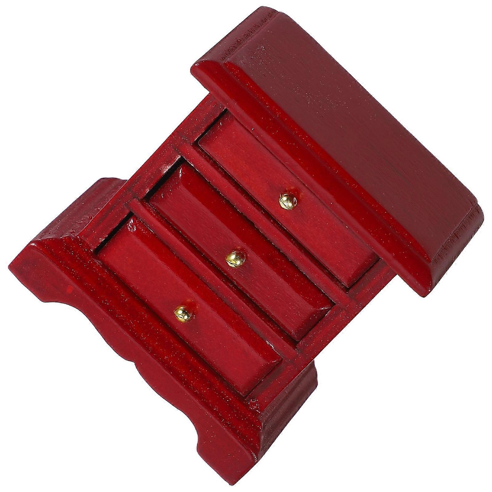 Miniature Wooden Bedside Table for Dollhouse Adorable Furniture Model with Micro Drawer for Room Decor and Play