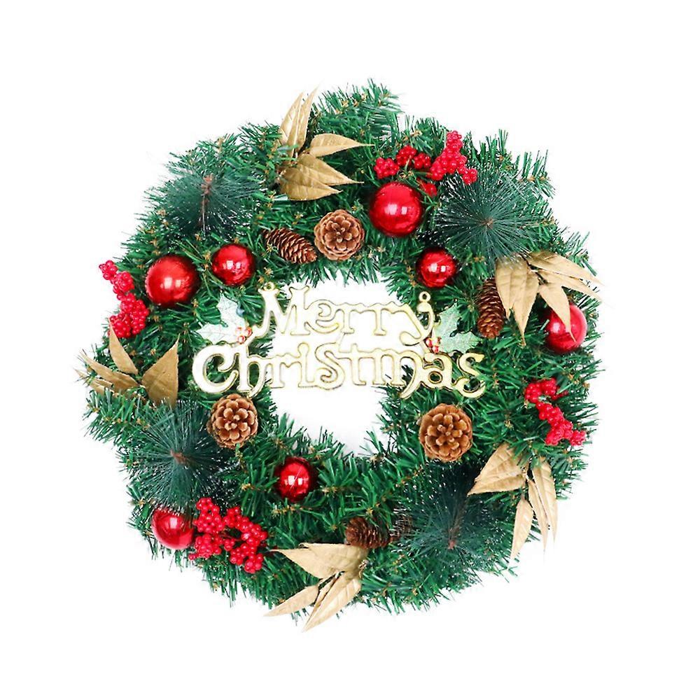 GPB Christmas Wreaths for Front Door 11.8-inch Artificial Christmas Wreath with Pine Cones Berries Xmas Ball Ornaments Decorations for Christmas Festi
