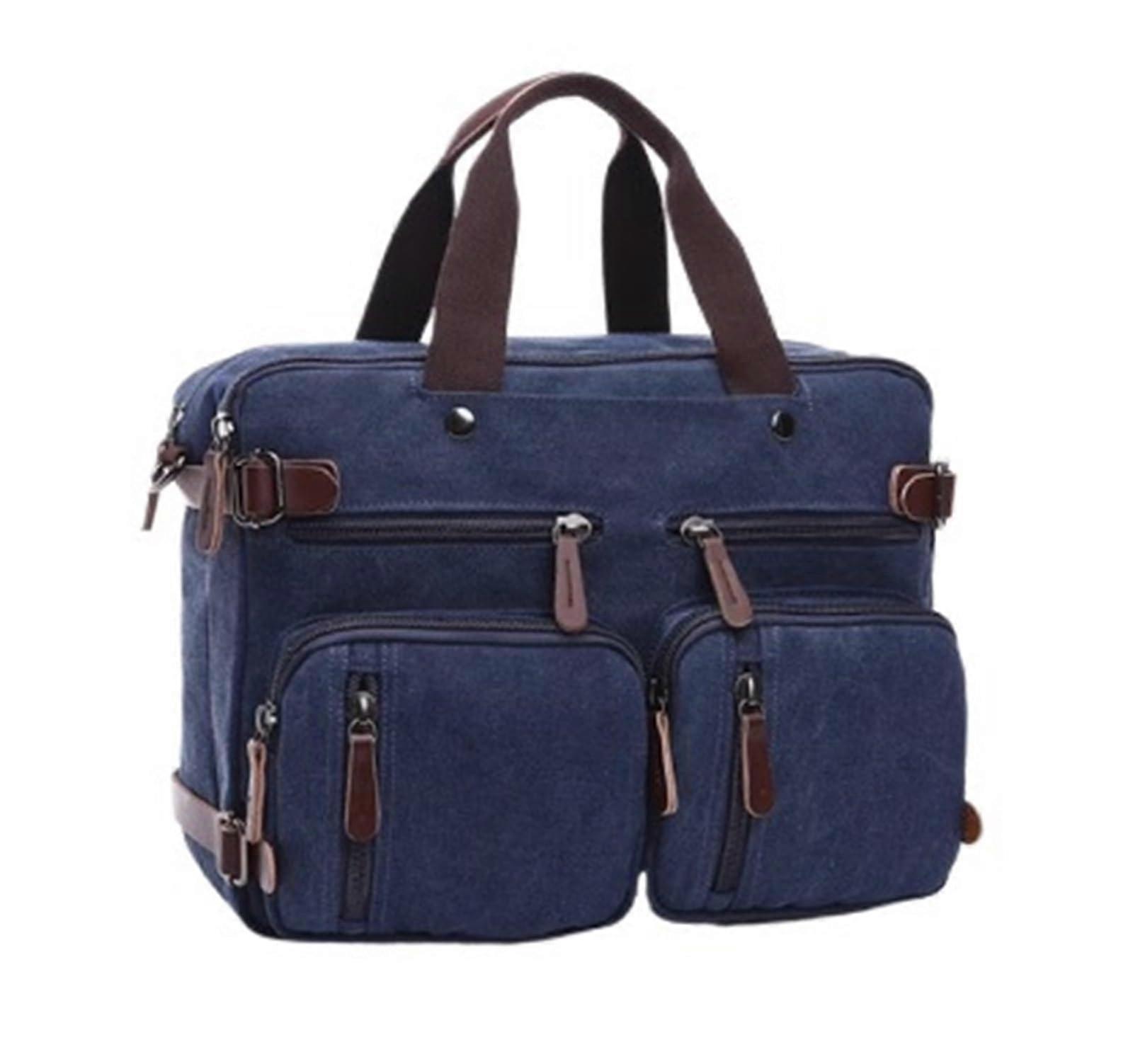 Canvas Bag Laptop Case For Business, Durable Crossbody Briefcase, ThreePurpose Shoulder Bag, Large Computer Bag