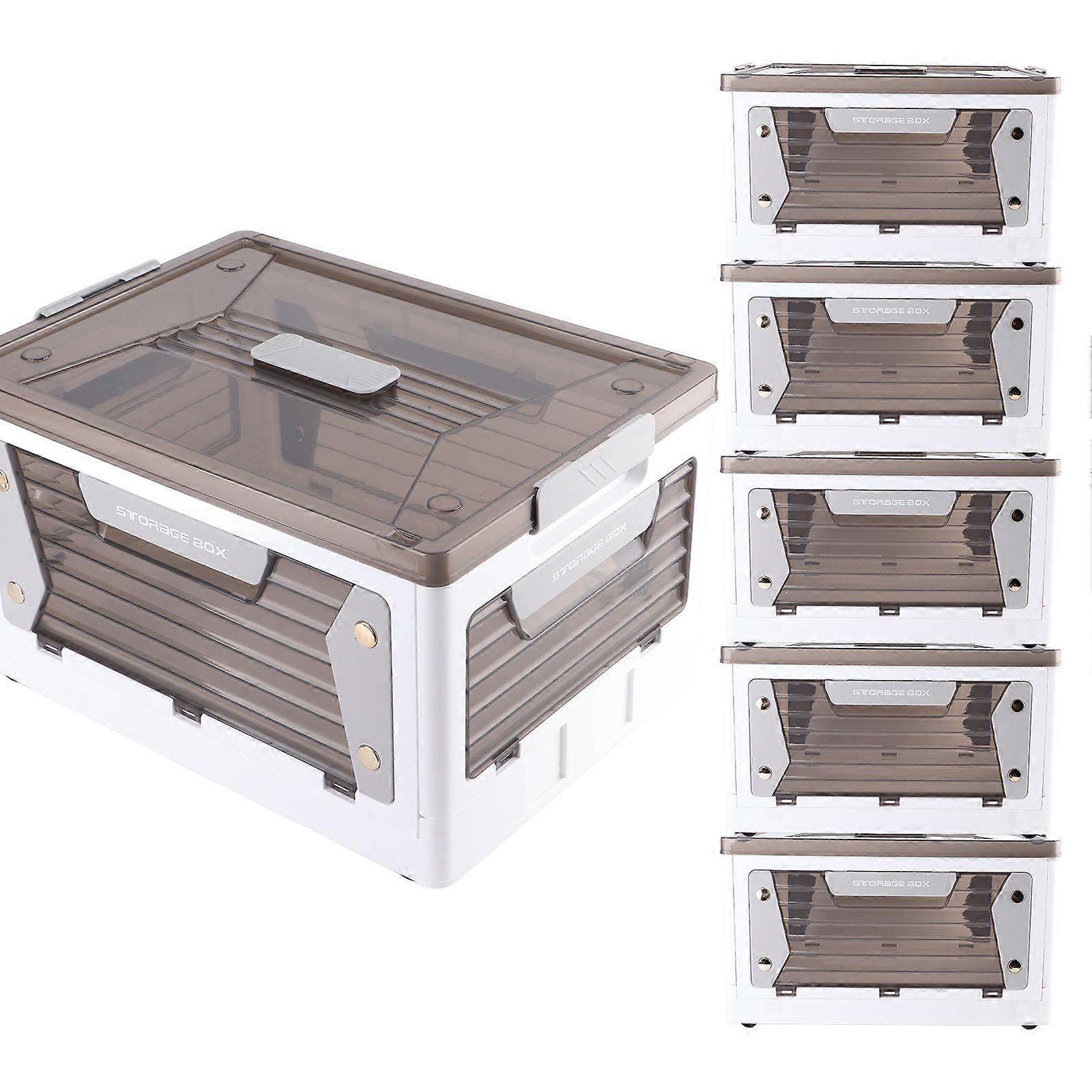 Stackable Folding Storage Box Bin with Bottom Wheels Foldable Storage Organizer Container