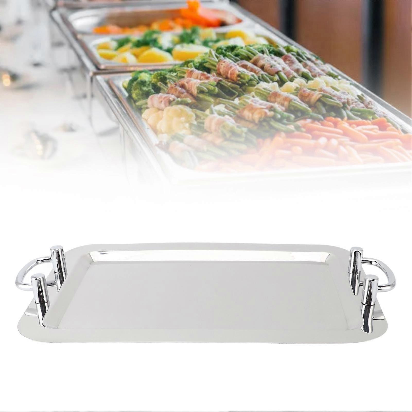 Stainless Steel Platter 47.5cm Rectangle with Silver Handle