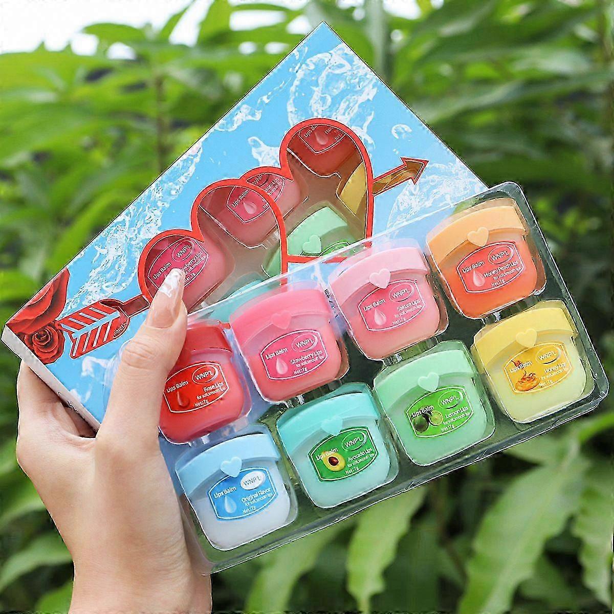 8 Pack Lip Mask Nourish and Hydrate Lip Mask Moisturizing Fruit Flavor Lip balm Set for Dry Cracked Lips Overnight Lip Treatment Reduce Lip Lines