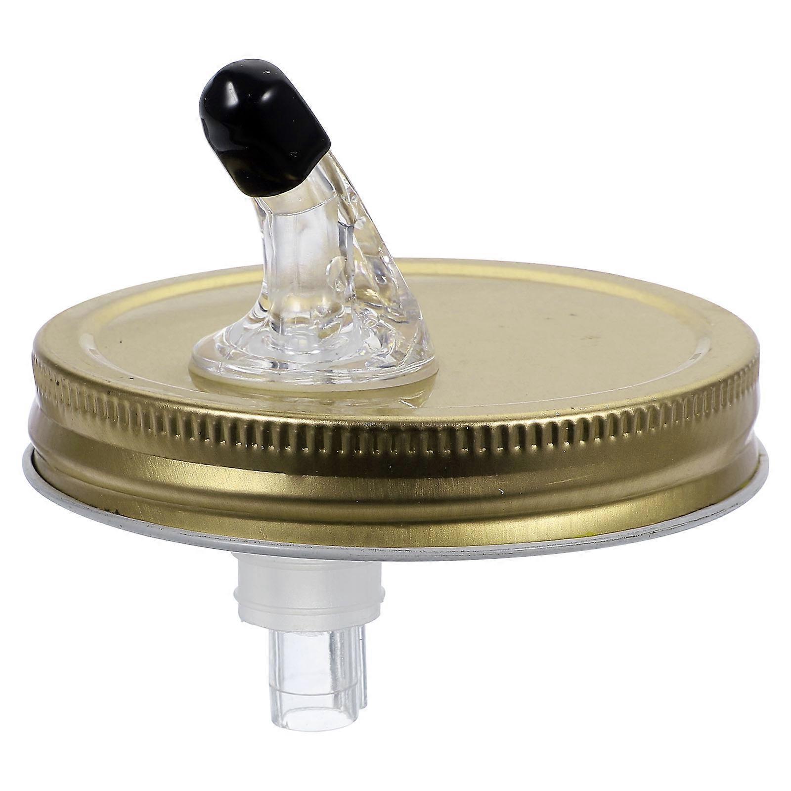 Golden Mason Jar Pour Spout Lid with Wide Mouth Design for Easy Controlled Liquid Dispensing in Kitchen