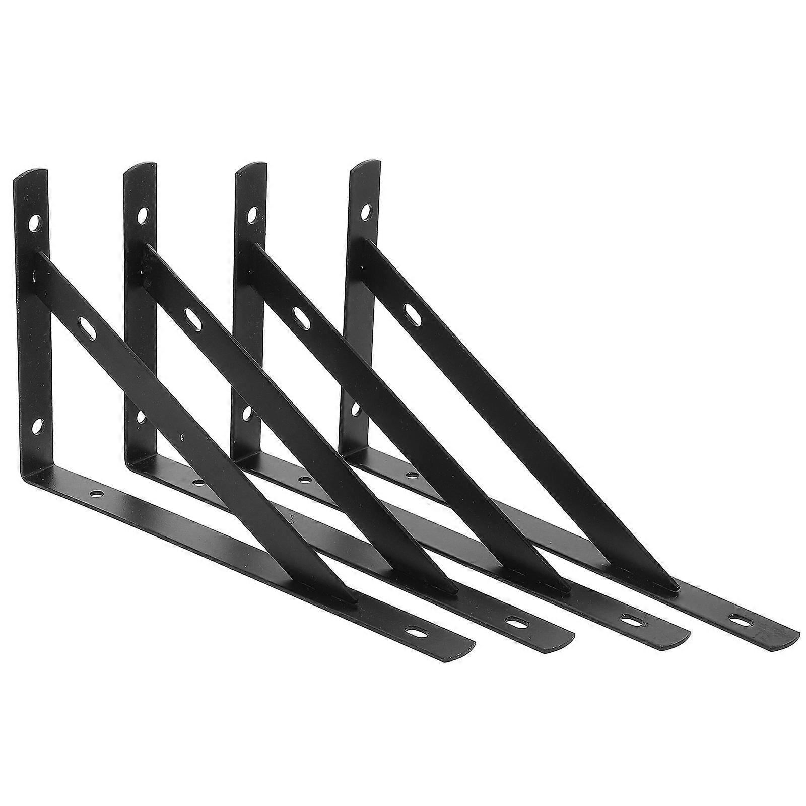 Black Iron Shelf Brackets for Wall Shelves Durable Foldable Supports for Daily Use 4 Pieces