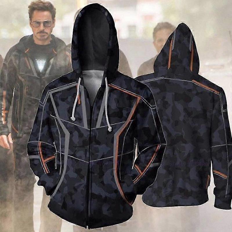 Avengers 4 Endgame Costume Tony Stark Iron-man Men Felpa con cappuccio con cappuccio zip