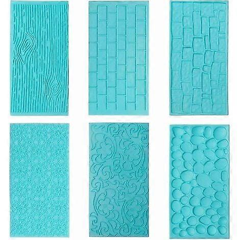 Silicone Impression Mat, 6 Pack Plastic Impression Mat, Tree Bark Pattern Sun Decorating Tools for Fondant