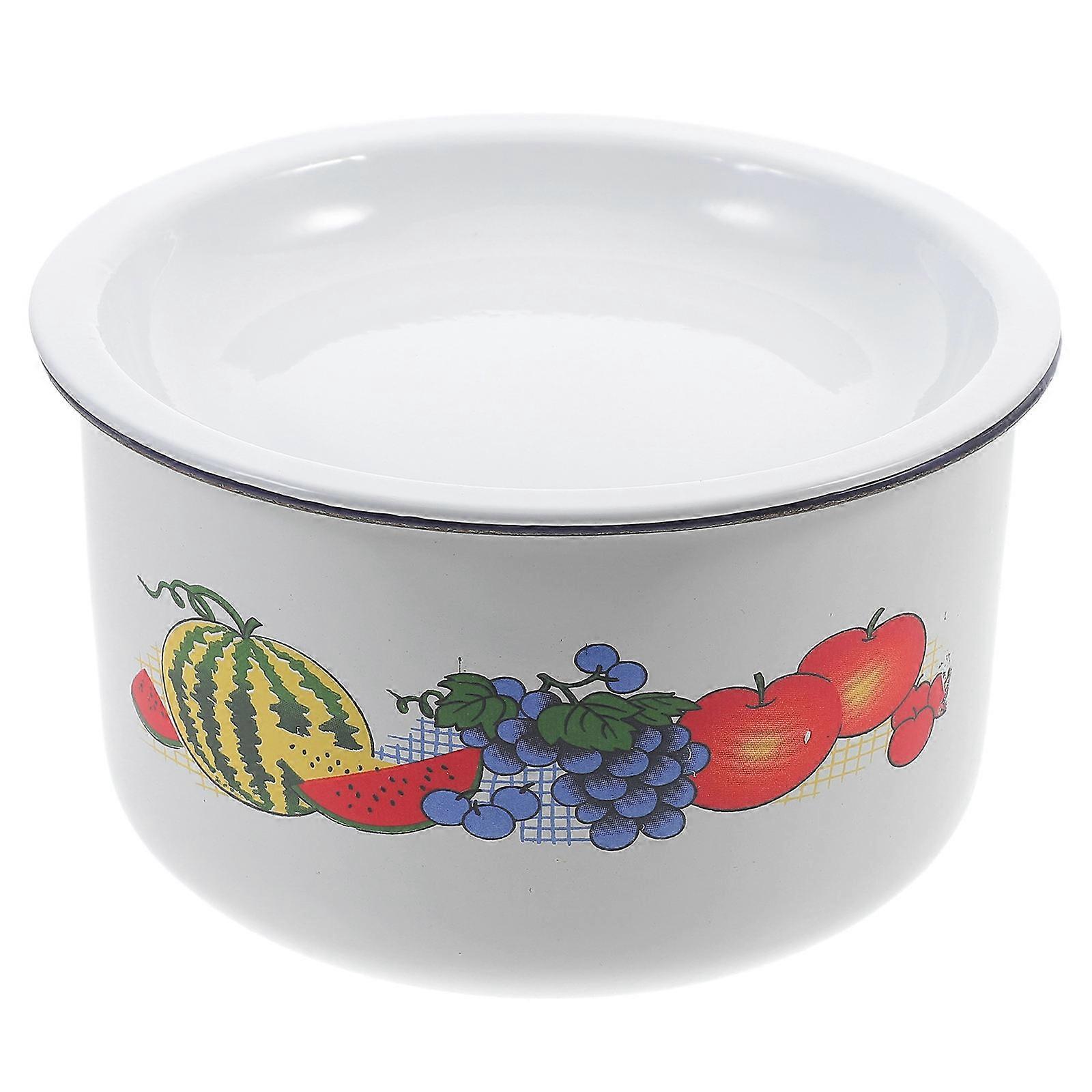 Creative Enamel Storage Container Retro Enameled Bowl for Home Use 1Set