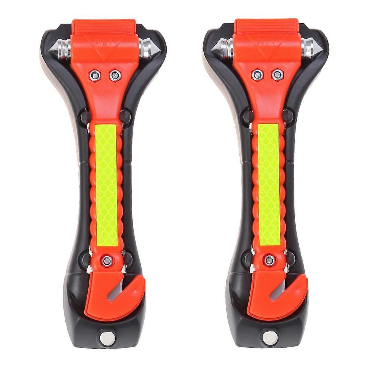 Reflective Auto Hammer Car Safety Tool for Emergency Escape 2Pcs Red