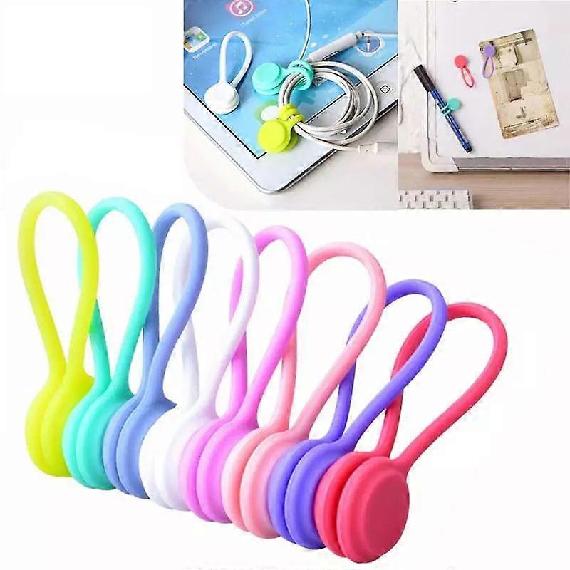 Pack Reusable Magnetic Cable Clips Silicone Adjustable Cable Ties Cable Organizer Ideal fo
