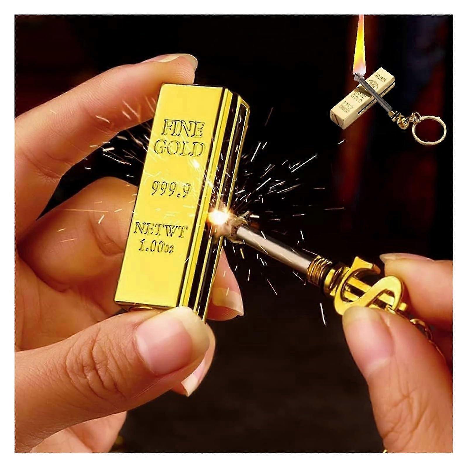Permanent Gold Bar Lighter, Creative Refillable Metal Emergency Matchstick