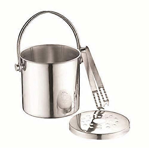 Ice Bucket Stainless Steel With Lid, DoubleLayer, Includes Ice Tongs, Silver