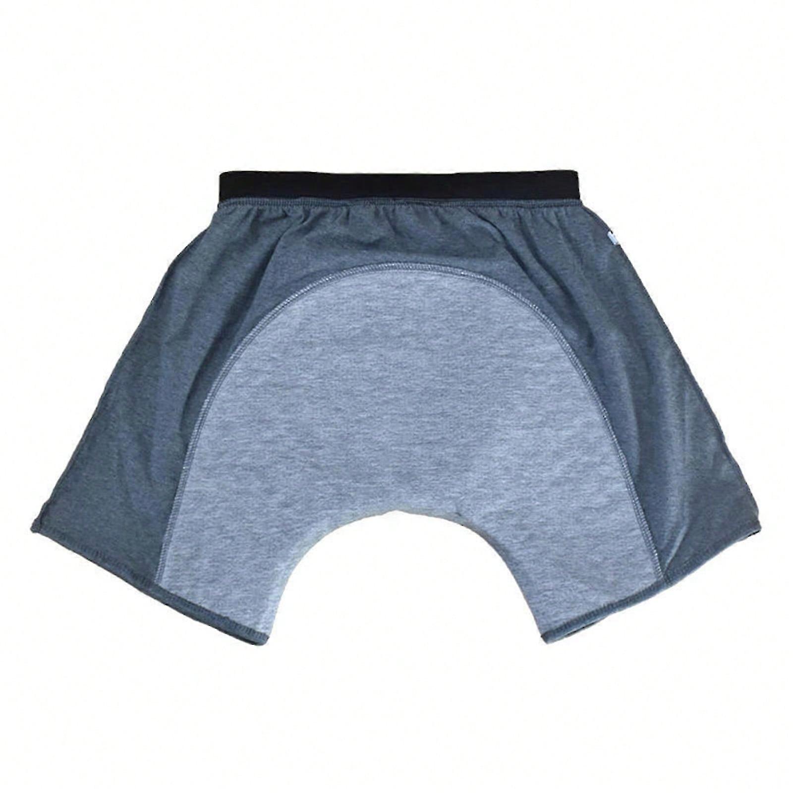 Men Incontinence Underwear Washable Cotton Reusable Incontinence Boxers Briefs Builts in Cotton Pad for Bladder Leakage grey 2XL