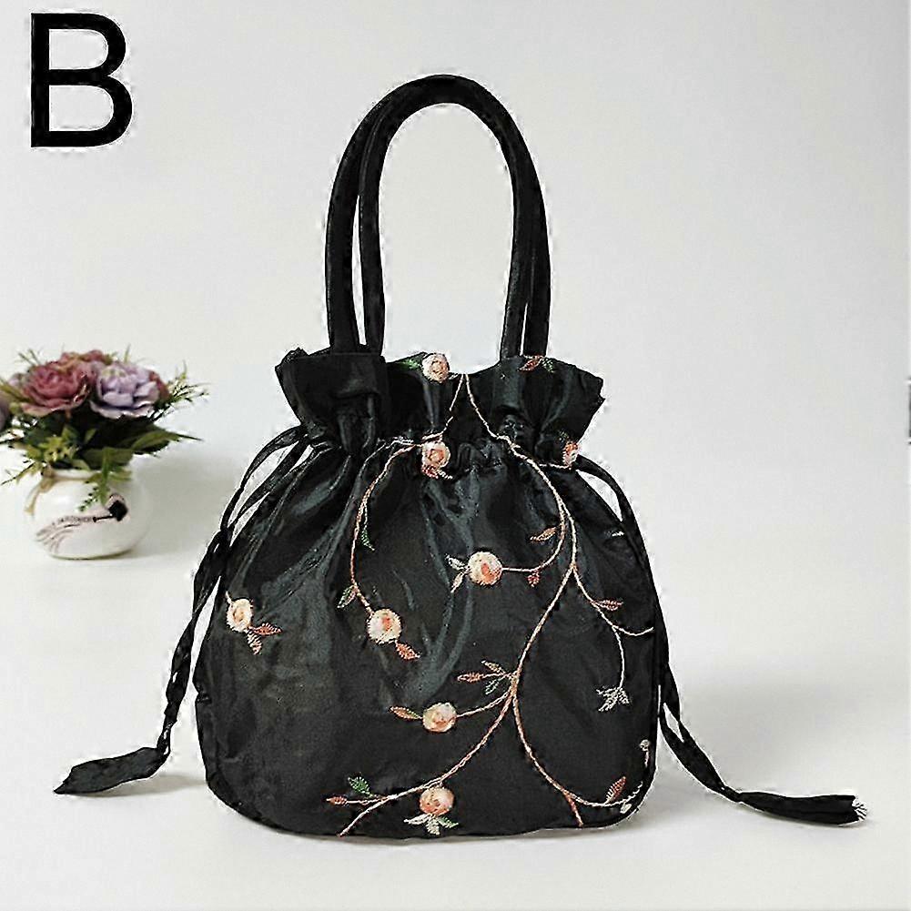 Embroidered Bucket Bag for Women, Ethnic Style Drawstring Handbag with Unique Design