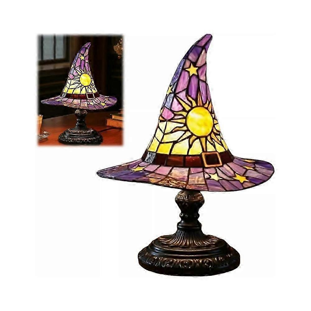 häxhatt lampa, handgjord gotisk färgad harts nattlampa för sovrum 2025