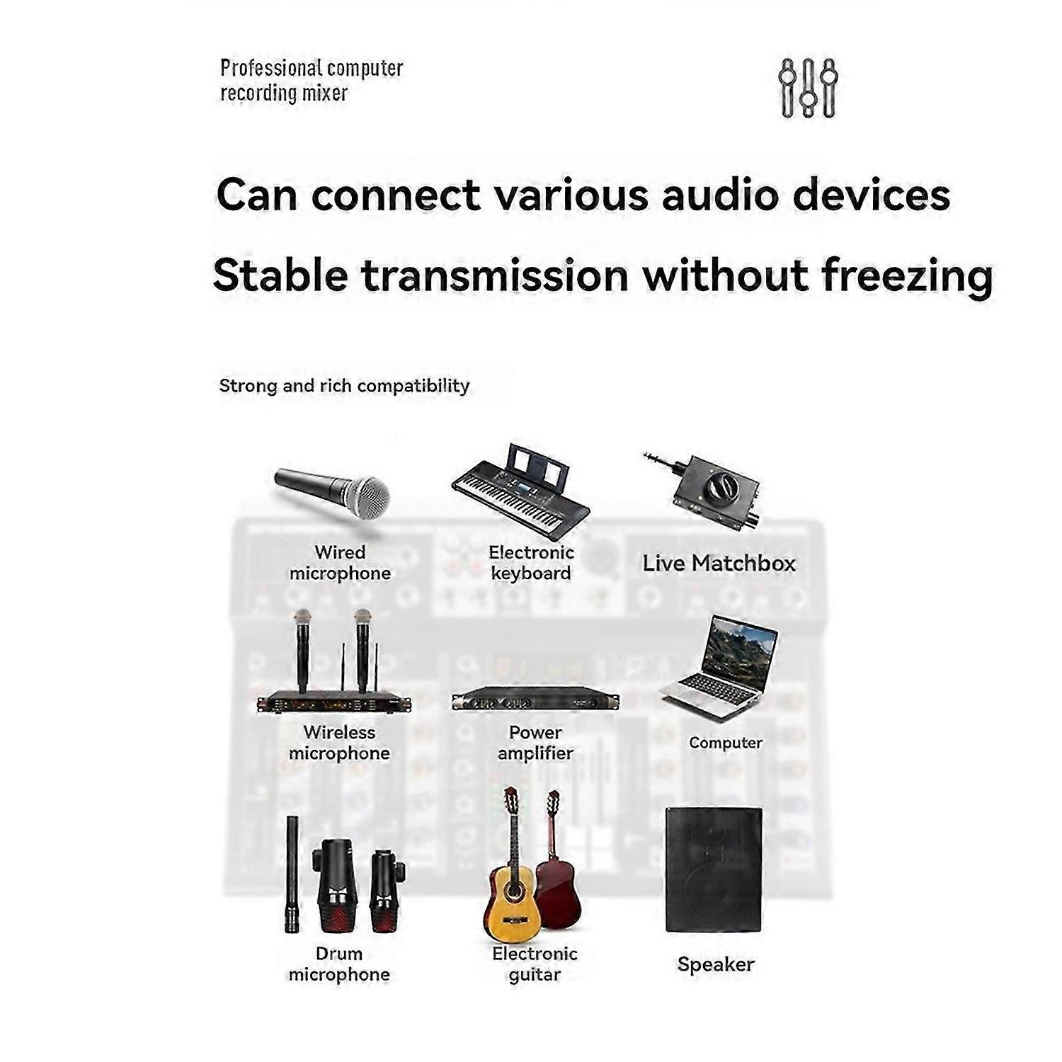 4 Channel Bluetooth Audio Mixer for Studio Stage DJ Home EU Plug