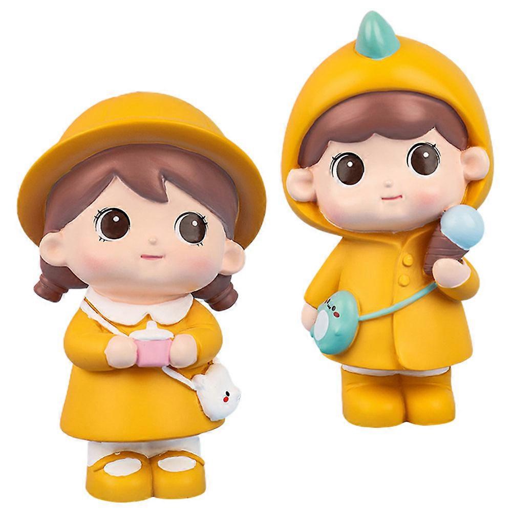 Couple Statue Resin Crafts for Wedding 2Pcs Lovely Resin Ornaments Assorted Color