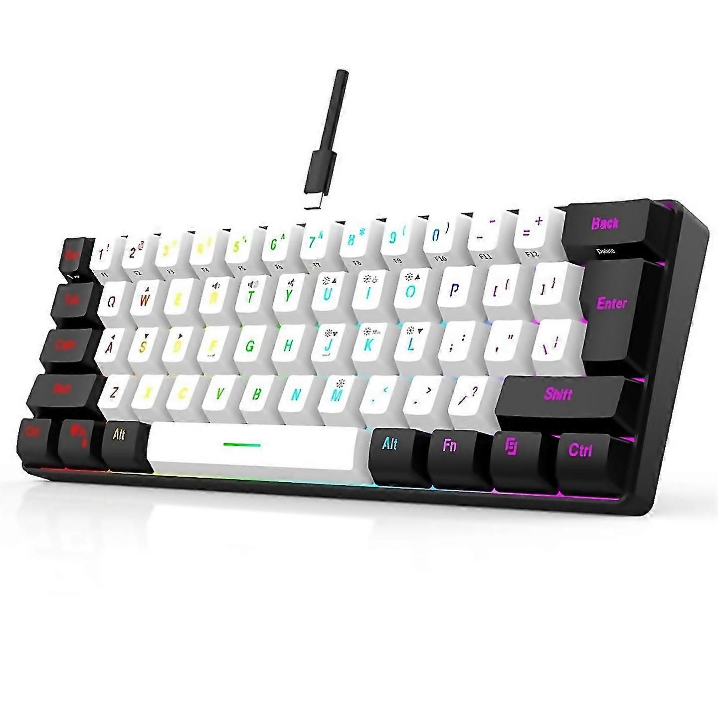 Per Usb Wired 61keys Rgb Tastiera Computermac Retroilluminata Bianco