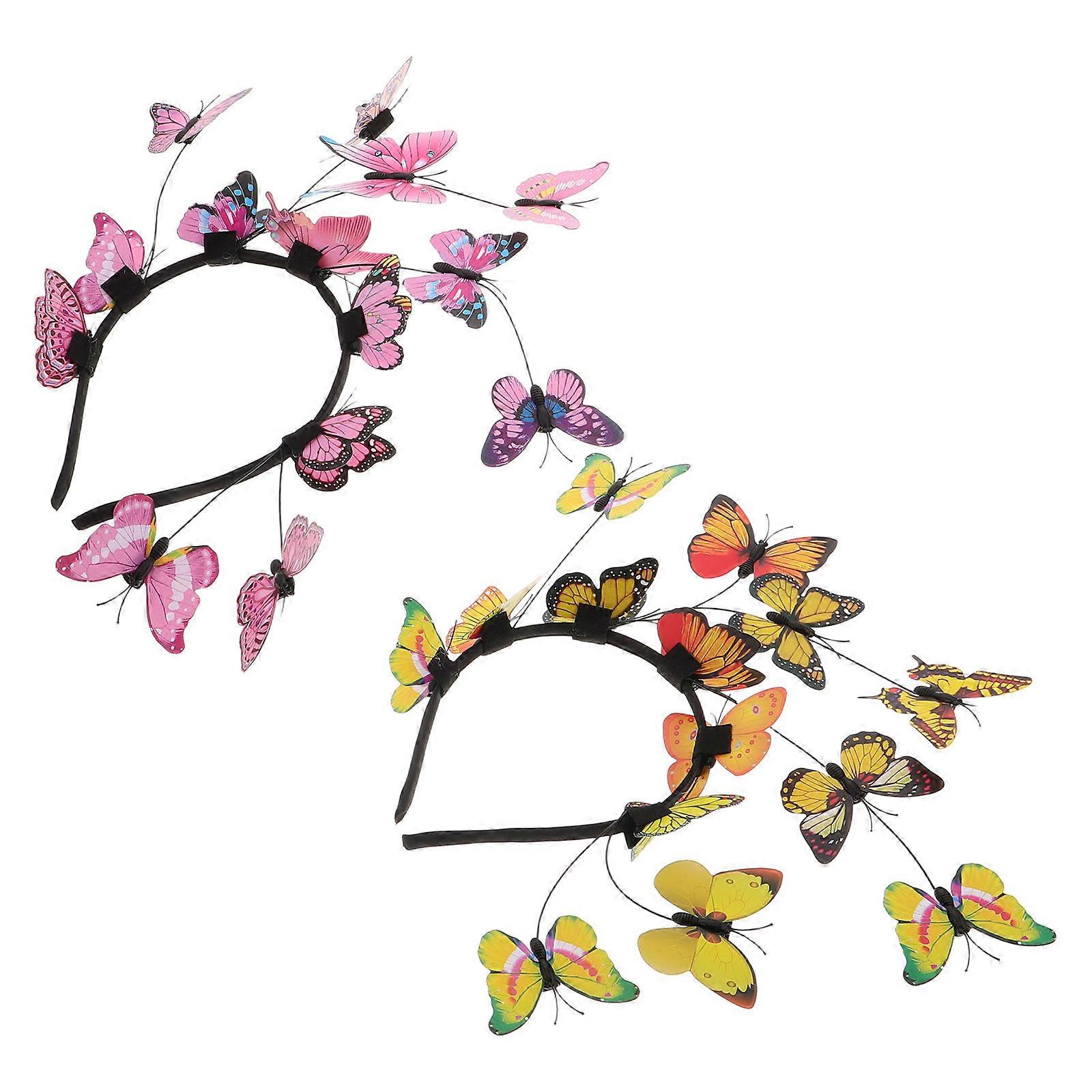 Tea Party Headwear Butterfly Head Band Lightweight Comfortable Design Suitable For Portraits And Travel Photoshoots 2Set