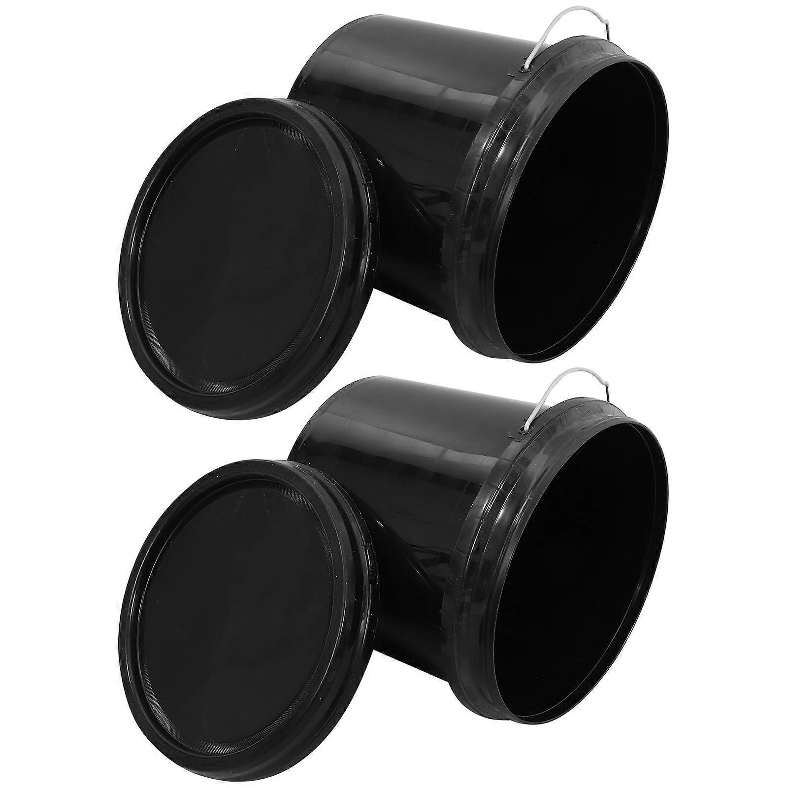 Plastic Water Bucket with Lid for Multipurpose Use 4Pcs Set Black