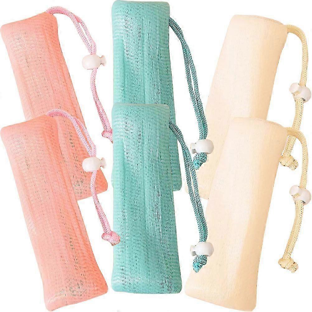 Hanging Soap Pouch 6Pcs Drawstring Design Exfoliating Soap Pouches For Shower Use In Assorted Color Made of PE
