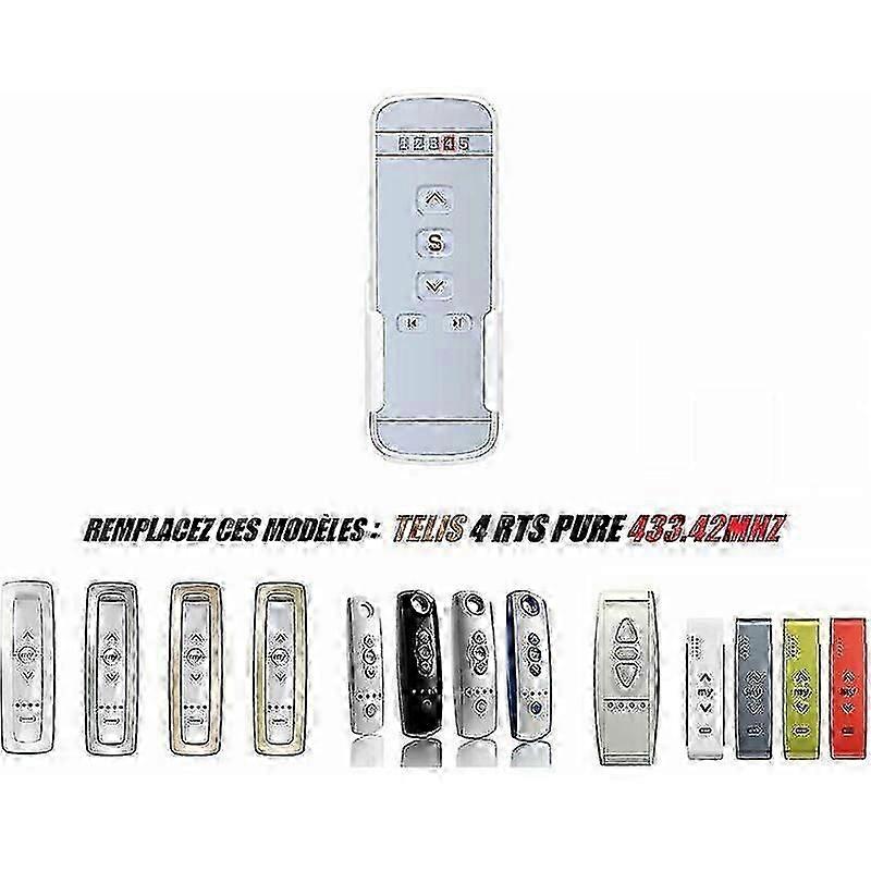 2 for Telis 4 RTS Pure - 433.42MHZ remote control by 5 Channel RTS Radio, to control 5 Motors or 5 Groups of RTS Radio Motors SZRH A-S858