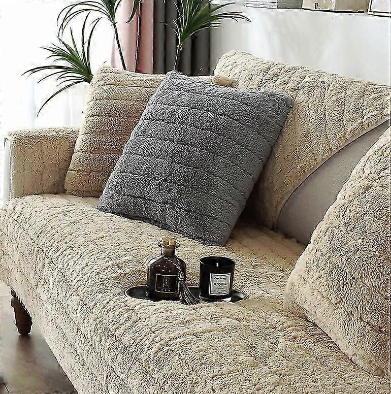 Modern Plush Sofa Cushion - Universal Warm Cover for UK Living Rooms, Camel 70x210cm