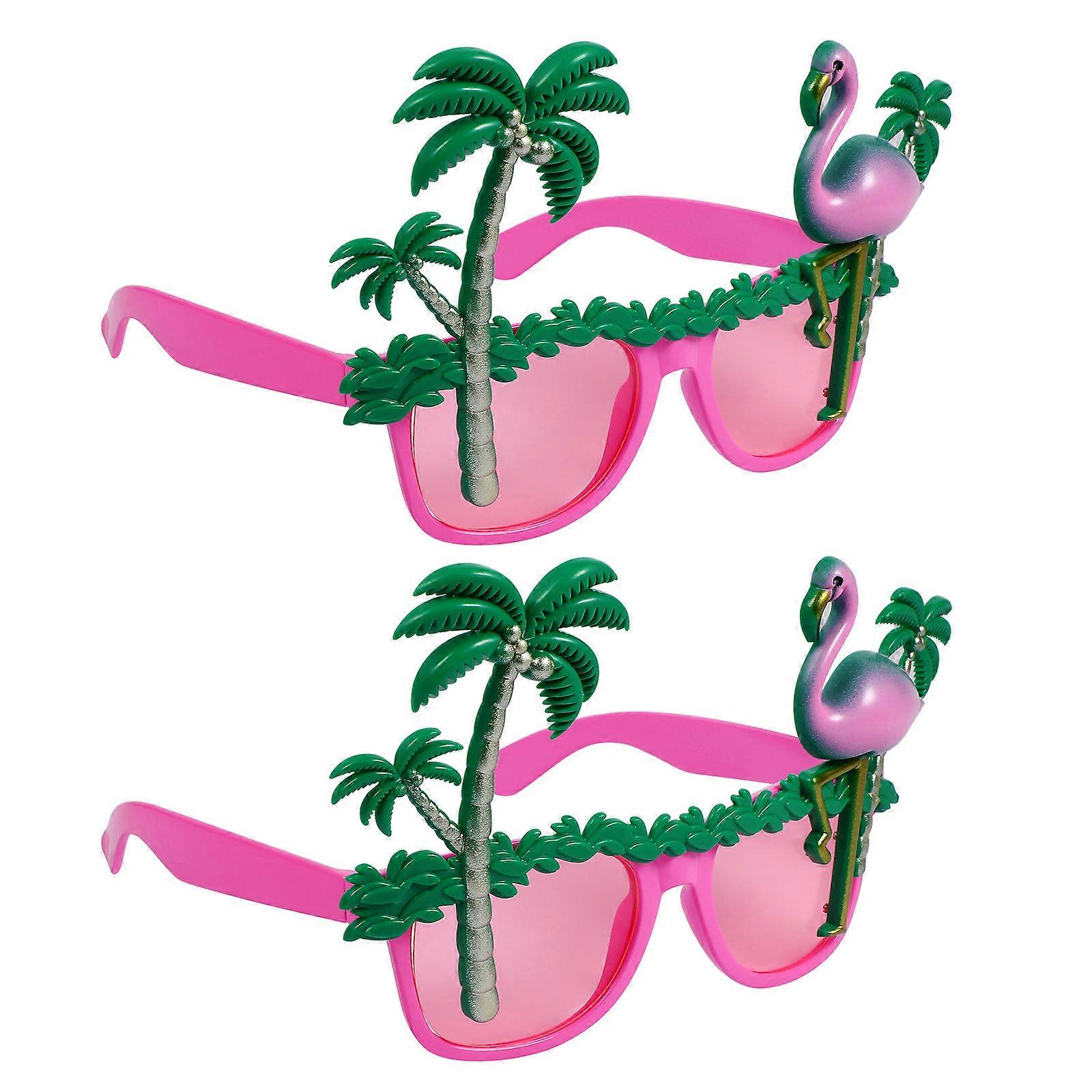Pink Flamingo Glasses for 4Pcs Hawaiian Photo Props