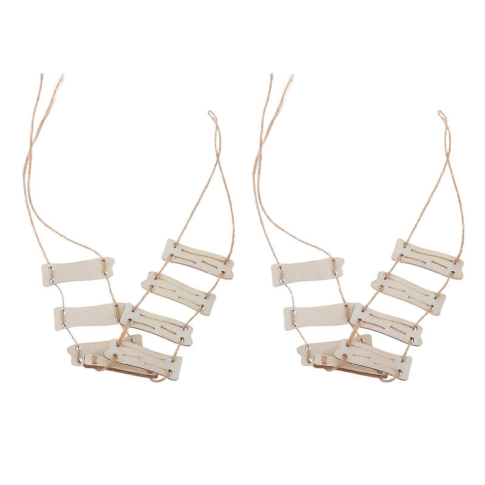 Mini Rope Ladder Wooden Miniature Ladder for 3Sets DIY Craft Decoration